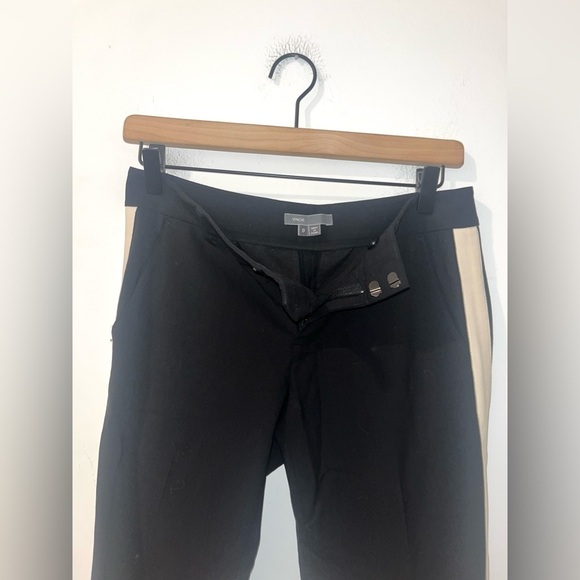 VINCE Strapping Trousers Black Low Rise Pants White Racer Stripe Size 0 - Picture 7 of 15